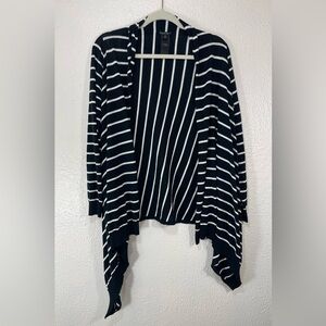 Lafayette 148 New York Striped Asymmetrical Cardigan Medium Minimalist Chic
